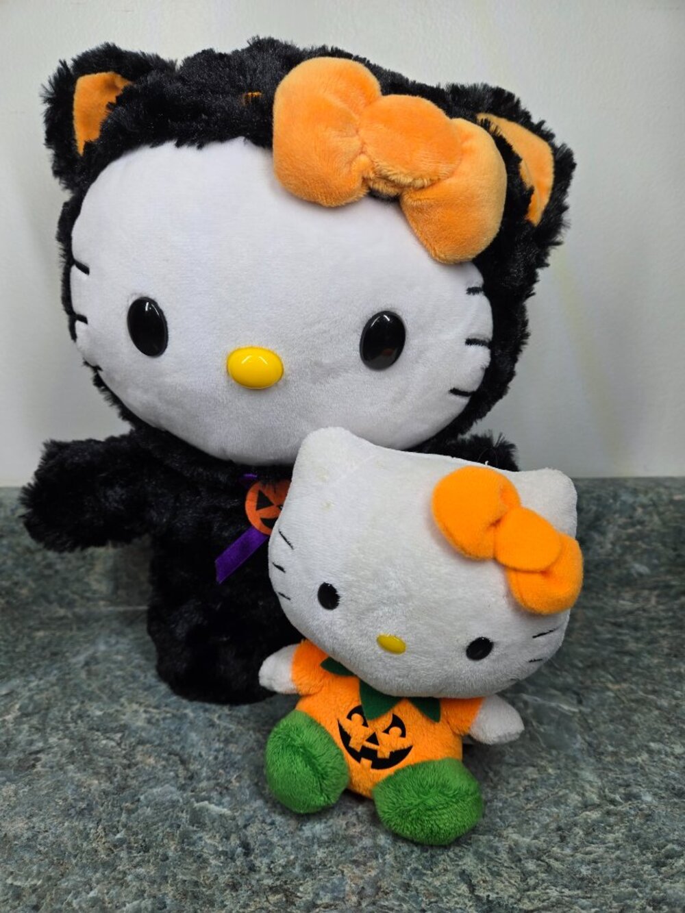 Sanrio Hello Kitty Halloween Black Cat Animated Side Stepper Plush + TY Pumpkin